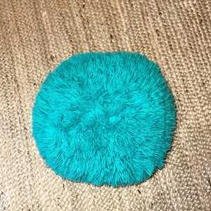 Fluffy/circle/teal pillow